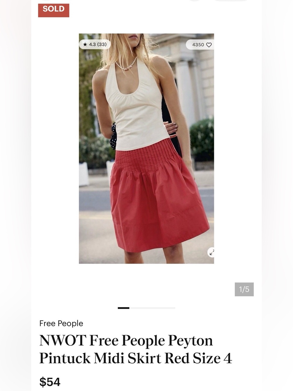 We The Free Denim Smocked A-Line Skirt in Medium Blue - Picture 8 of 9